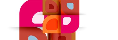 Soyut yuvarlak şekiller ve gölge efektleri tekrarlanan vektör modern geometrik arkaplan kümesi