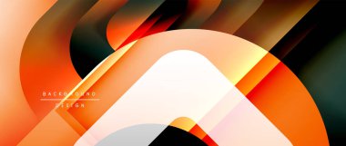 Çizgiler ve modern formlarla vektör geometrik arkaplan. Soyut yuvarlak şekiller, gölge ve ışık efektleri ile akışkan eğimli