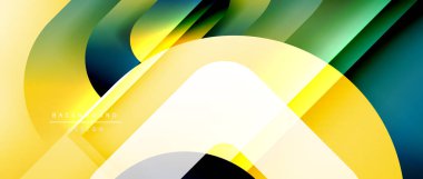 Çizgiler ve modern formlarla vektör geometrik arkaplan. Soyut yuvarlak şekiller, gölge ve ışık efektleri ile akışkan eğimli