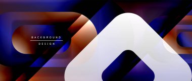 Çizgiler ve modern formlarla vektör geometrik arkaplan. Soyut yuvarlak şekiller, gölge ve ışık efektleri ile akışkan eğimli