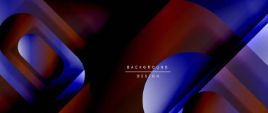 Çizgiler ve modern formlarla vektör geometrik arkaplan. Soyut yuvarlak şekiller, gölge ve ışık efektleri ile akışkan eğimli