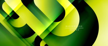 Çizgiler ve modern formlarla vektör geometrik arkaplan. Soyut yuvarlak şekiller, gölge ve ışık efektleri ile akışkan eğimli