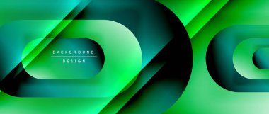 Çizgiler ve modern formlarla vektör geometrik arkaplan. Soyut yuvarlak şekiller, gölge ve ışık efektleri ile akışkan eğimli