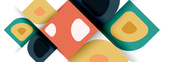 Set of vector modern geometric abstract backgrounds with repeating abstract round shapes patterns and shadow effects