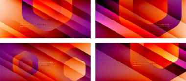 Altıgen geometrik şekiller ve 3D gölgesi ve düz çizgileri olan akışkan gradyanlar, asgari soyut arkaplan