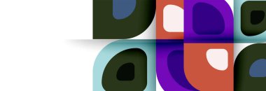 Soyut yuvarlak şekiller ve gölge efektleri tekrarlanan vektör modern geometrik arkaplan kümesi