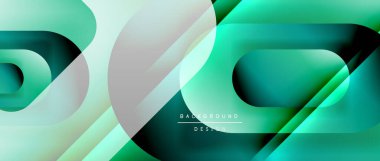 Çizgiler ve modern formlarla vektör geometrik arkaplan. Soyut yuvarlak şekiller, gölge ve ışık efektleri ile akışkan eğimli