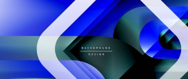 Çizgiler ve modern formlarla vektör geometrik arkaplan. Soyut yuvarlak şekiller, gölge ve ışık efektleri ile akışkan eğimli