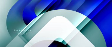Çizgiler ve modern formlarla vektör geometrik arkaplan. Soyut yuvarlak şekiller, gölge ve ışık efektleri ile akışkan eğimli