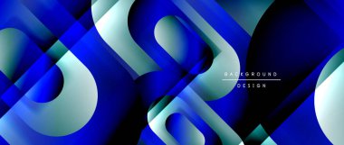 Çizgiler ve modern formlarla vektör geometrik arkaplan. Soyut yuvarlak şekiller, gölge ve ışık efektleri ile akışkan eğimli