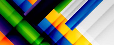 Gölge çizgileri, modern formlar, dikdörtgenler, kareler ve akışkan eğimlere sahip geometrik soyut arkaplanlar. Parlak renkli çizgiler serin arkaplanlar