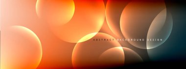 Vektör soyut arka plan sıvı baloncuk daireleri, gölgeler ve ışık efektleri ile sıvı gradyan. Metin için parlak tasarım şablonları