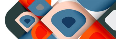 Soyut yuvarlak şekiller ve gölge efektleri tekrarlanan vektör modern geometrik arkaplan kümesi