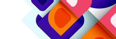 Soyut yuvarlak şekiller ve gölge efektleri tekrarlanan vektör modern geometrik arkaplan kümesi