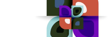 Soyut yuvarlak şekiller ve gölge efektleri tekrarlanan vektör modern geometrik arkaplan kümesi