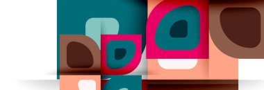 Soyut yuvarlak şekiller ve gölge efektleri tekrarlanan vektör modern geometrik arkaplan kümesi