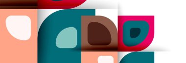 Soyut yuvarlak şekiller ve gölge efektleri tekrarlanan vektör modern geometrik arkaplan kümesi