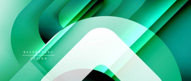 Çizgiler ve modern formlarla vektör geometrik arkaplan. Soyut yuvarlak şekiller, gölge ve ışık efektleri ile akışkan eğimli