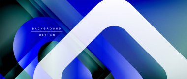 Çizgiler ve modern formlarla vektör geometrik arkaplan. Soyut yuvarlak şekiller, gölge ve ışık efektleri ile akışkan eğimli