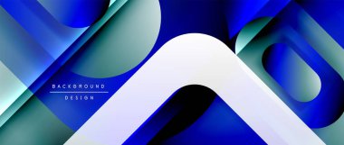 Çizgiler ve modern formlarla vektör geometrik arkaplan. Soyut yuvarlak şekiller, gölge ve ışık efektleri ile akışkan eğimli