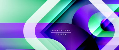 Çizgiler ve modern formlarla vektör geometrik arkaplan. Soyut yuvarlak şekiller, gölge ve ışık efektleri ile akışkan eğimli