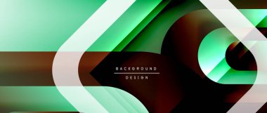 Çizgiler ve modern formlarla vektör geometrik arkaplan. Soyut yuvarlak şekiller, gölge ve ışık efektleri ile akışkan eğimli