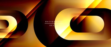 Çizgiler ve modern formlarla vektör geometrik arkaplan. Soyut yuvarlak şekiller, gölge ve ışık efektleri ile akışkan eğimli