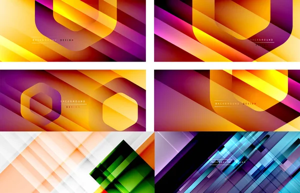 様々な現代幾何学的抽象的ベクトル背景のコレクション — ストックベクタ