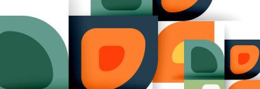 Soyut yuvarlak şekiller ve gölge efektleri tekrarlanan vektör modern geometrik arkaplan kümesi