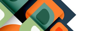 Soyut yuvarlak şekiller ve gölge efektleri tekrarlanan vektör modern geometrik arkaplan kümesi