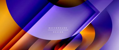 Çizgiler ve modern formlarla vektör geometrik arkaplan. Soyut yuvarlak şekiller, gölge ve ışık efektleri ile akışkan eğimli