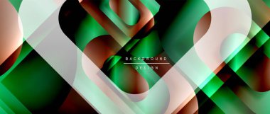 Çizgiler ve modern formlarla vektör geometrik arkaplan. Soyut yuvarlak şekiller, gölge ve ışık efektleri ile akışkan eğimli