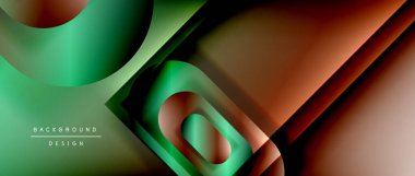 Çizgiler ve modern formlarla vektör geometrik arkaplan. Soyut yuvarlak şekiller, gölge ve ışık efektleri ile akışkan eğimli