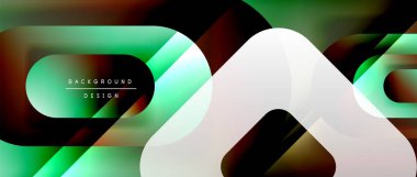 Çizgiler ve modern formlarla vektör geometrik arkaplan. Soyut yuvarlak şekiller, gölge ve ışık efektleri ile akışkan eğimli