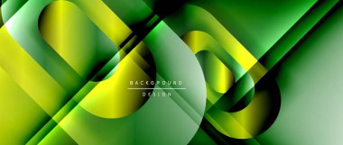 Çizgiler ve modern formlarla vektör geometrik arkaplan. Soyut yuvarlak şekiller, gölge ve ışık efektleri ile akışkan eğimli