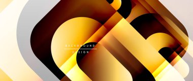 Çizgiler ve modern formlarla vektör geometrik arkaplan. Soyut yuvarlak şekiller, gölge ve ışık efektleri ile akışkan eğimli