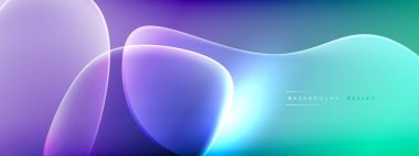 Vektör soyut arkaplan - sıvı kabarcıklar, gölgeler ve ışık efektleri ile sıvı gradyan şekiller. Metin için parlak tasarım şablonu