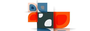 Soyut yuvarlak şekiller ve gölge efektleri tekrarlanan vektör modern geometrik arkaplan kümesi