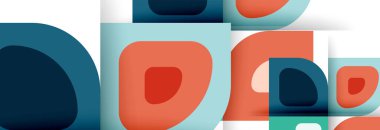 Soyut yuvarlak şekiller ve gölge efektleri tekrarlanan vektör modern geometrik arkaplan kümesi