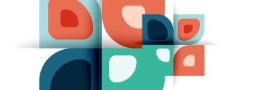 Soyut yuvarlak şekiller ve gölge efektleri tekrarlanan vektör modern geometrik arkaplan kümesi