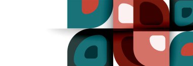 Soyut yuvarlak şekiller ve gölge efektleri tekrarlanan vektör modern geometrik arkaplan kümesi