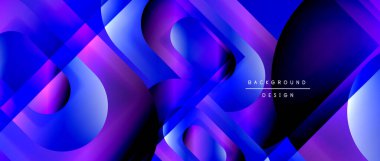 Çizgiler ve modern formlarla vektör geometrik arkaplan. Soyut yuvarlak şekiller, gölge ve ışık efektleri ile akışkan eğimli