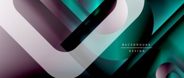 Çizgiler ve modern formlarla vektör geometrik arkaplan. Soyut yuvarlak şekiller, gölge ve ışık efektleri ile akışkan eğimli