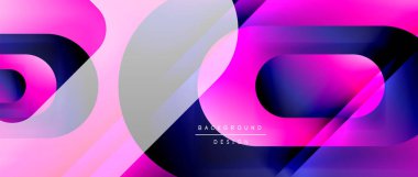 Çizgiler ve modern formlarla vektör geometrik arkaplan. Soyut yuvarlak şekiller, gölge ve ışık efektleri ile akışkan eğimli