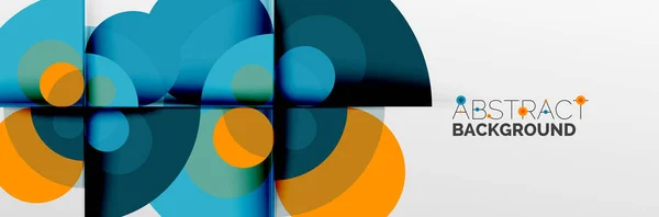 Círculos de cores brilhantes, formas redondas abstratas e composição de triângulos com efeitos de sombra. Modelo de design geométrico moderno vetorial — Vetor de Stock