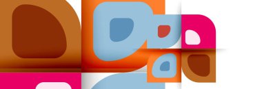 Soyut yuvarlak şekiller ve gölge efektleri tekrarlanan vektör modern geometrik arkaplan kümesi