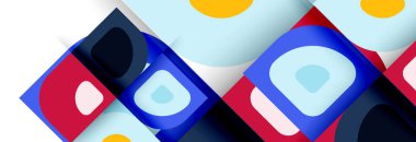 Soyut yuvarlak şekiller ve gölge efektleri tekrarlanan vektör modern geometrik arkaplan kümesi