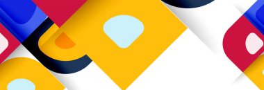 Soyut yuvarlak şekiller ve gölge efektleri tekrarlanan vektör modern geometrik arkaplan kümesi