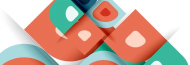 Soyut yuvarlak şekiller ve gölge efektleri tekrarlanan vektör modern geometrik arkaplan kümesi