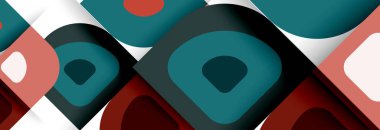 Soyut yuvarlak şekiller ve gölge efektleri tekrarlanan vektör modern geometrik arkaplan kümesi